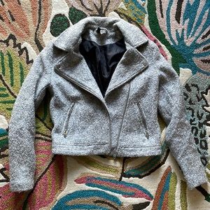 H&M gray boucle moto jacket